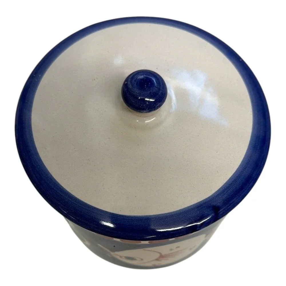 Solimene Vietri Campagna Pesce/Fish Italy Blue Ceramic Kitchen Canister 7.5